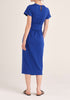 Paisie Midi Cotton Jersey Twist Dress in Royal Blue Back